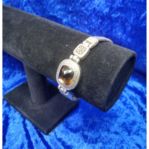 vintage brighton czarina citrine stone dual band silver plated bracelet - Picture 3 of 5